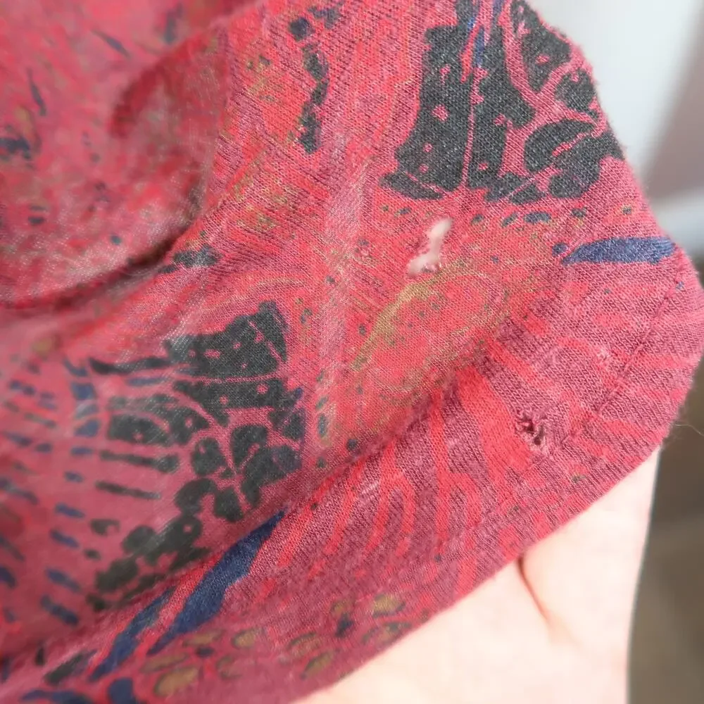 Free People Burgundy Red Printed Flyaway Top M